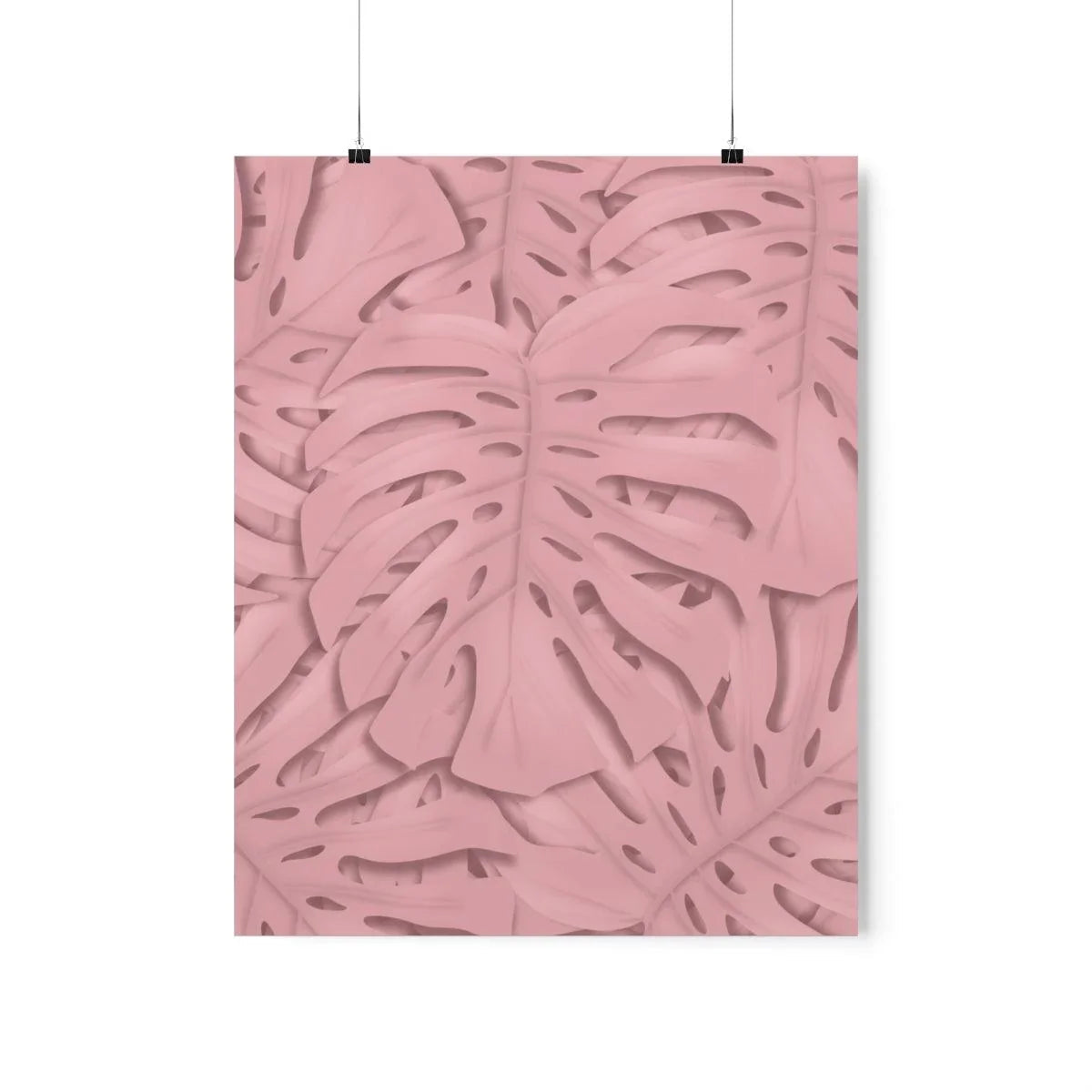 Soft Pink Monstera Botanical Print – Unframed Wall Art