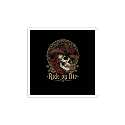 Western skull art Kiss-Cut Sticker | gothic Americana, desert noir
