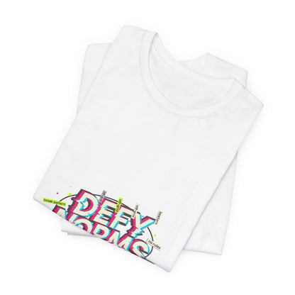 Defy Norms glitch font tee | anti-aesthetic, chaotic design shirt