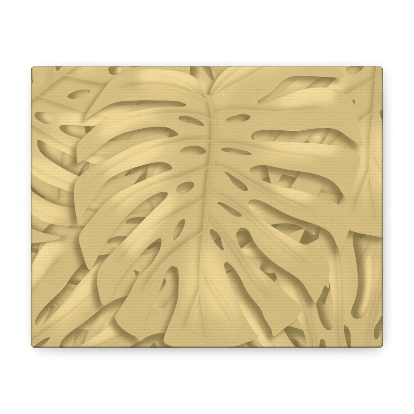 Golden Monstera Canvas Print – Botanical Wall Art