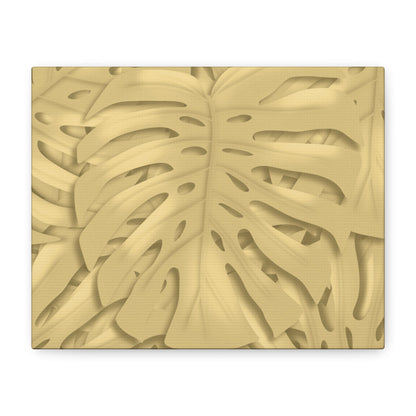 Golden Monstera Canvas Print – Botanical Wall Art