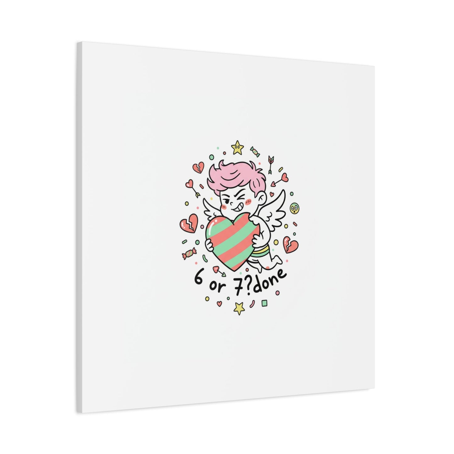 Weird Cupid heart illustration Canvas | Weird Valentine, quirky chaotic love