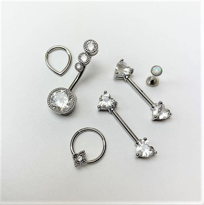 3/16 White Synthetic Opal Internally Threaded Daith Cartilage Tragus