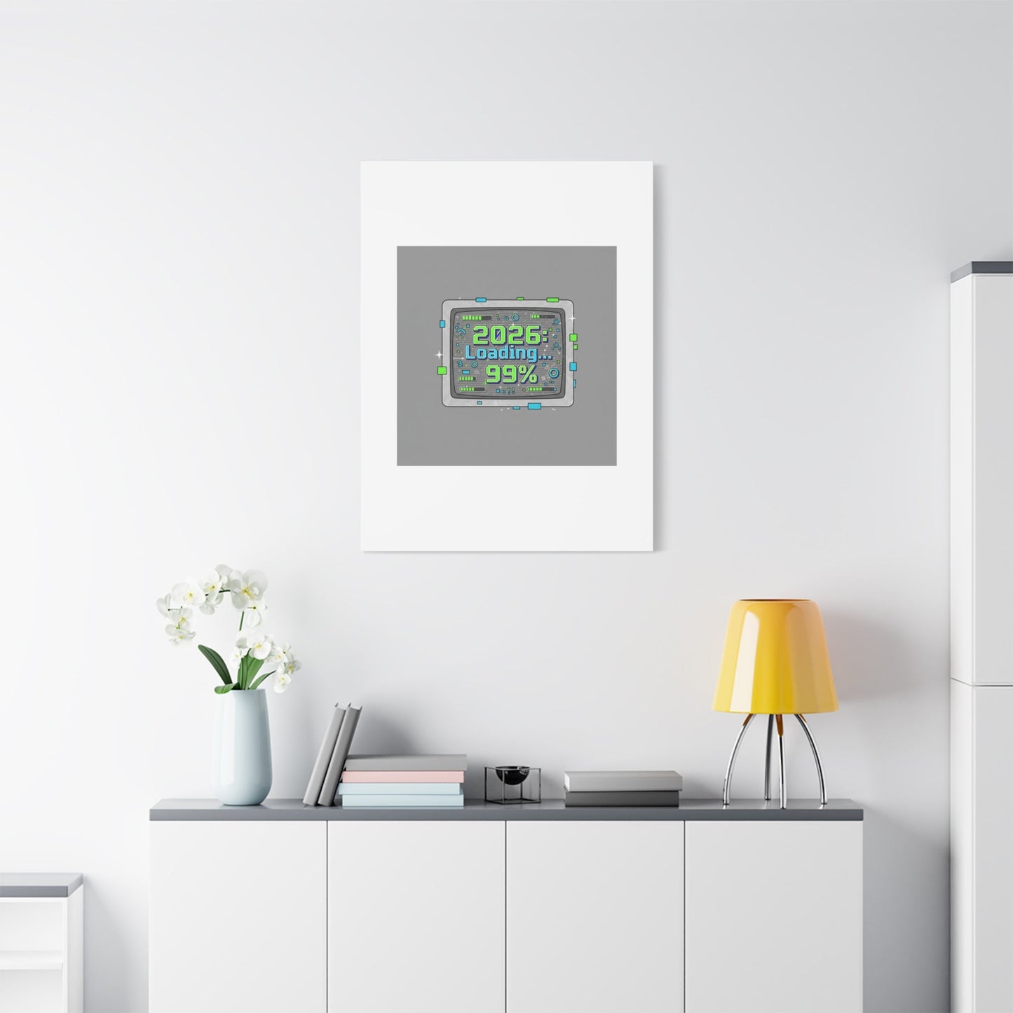 2026 Loading 99% Canvas | NYE countdown, retro system interface