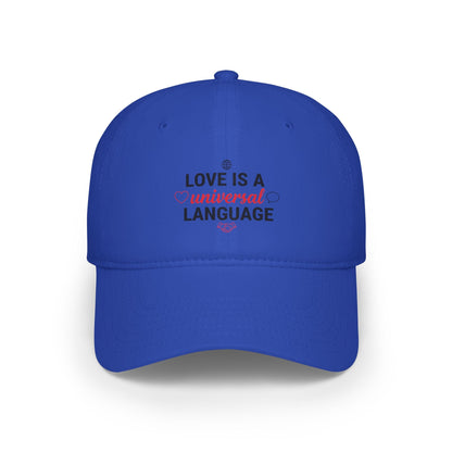 Low Profile Baseball Cap — "Love Is a Universal Language" Embroidered Beige Hat