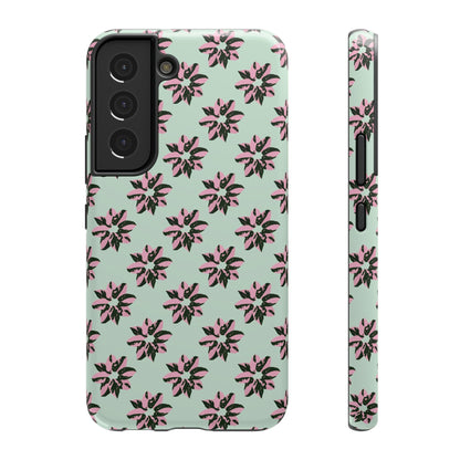 Pink Princess Philodendron Pattern Phone Case – Dual Layer Protective Cover