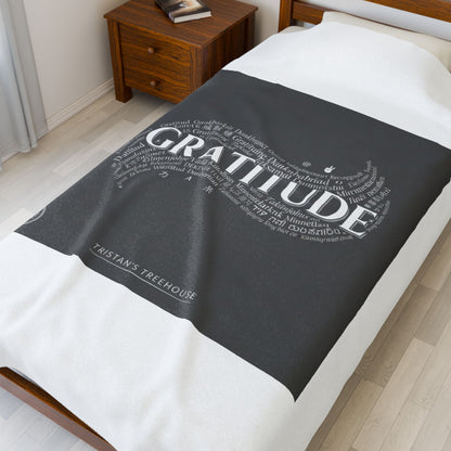 Gratitude Typography Velveteen Plush Blanket | pastel tiny treats, cozy micro-indulgence