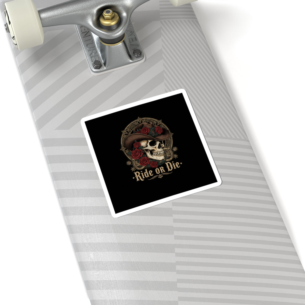Western skull art Kiss-Cut Sticker | gothic Americana, desert noir