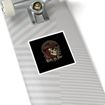Western skull art Kiss-Cut Sticker | gothic Americana, desert noir
