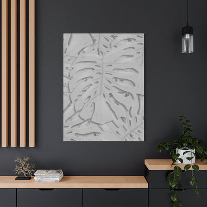 Soft Grey Monstera Canvas Print – Botanical Wall Art
