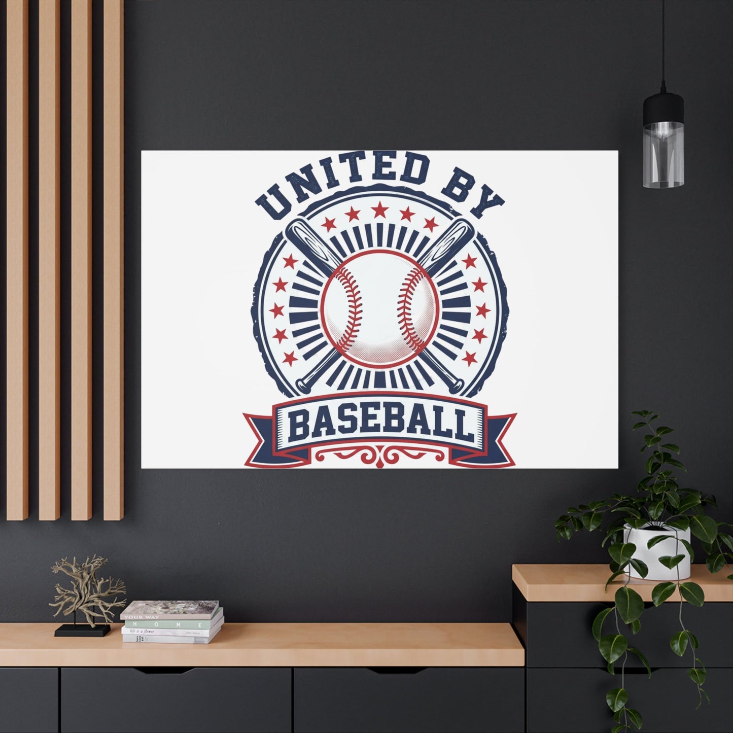 United by Baseball Canvas | Patriotic Baseball Graphic, Red White Blue Wall Art