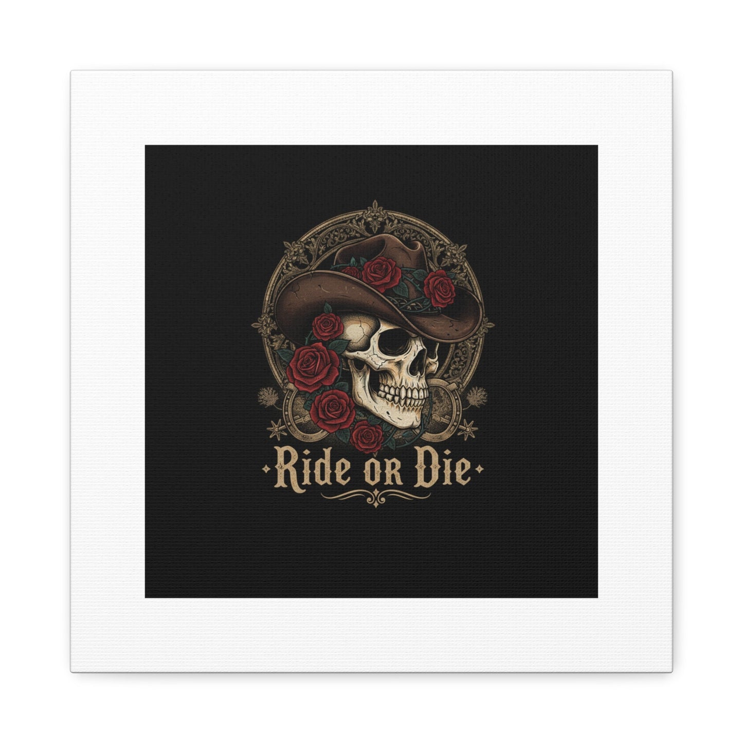 Ride or Die Skull Canvas | Western Skull Art, Gothic Americana
