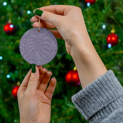 Violet Monstera Ceramic Ornament