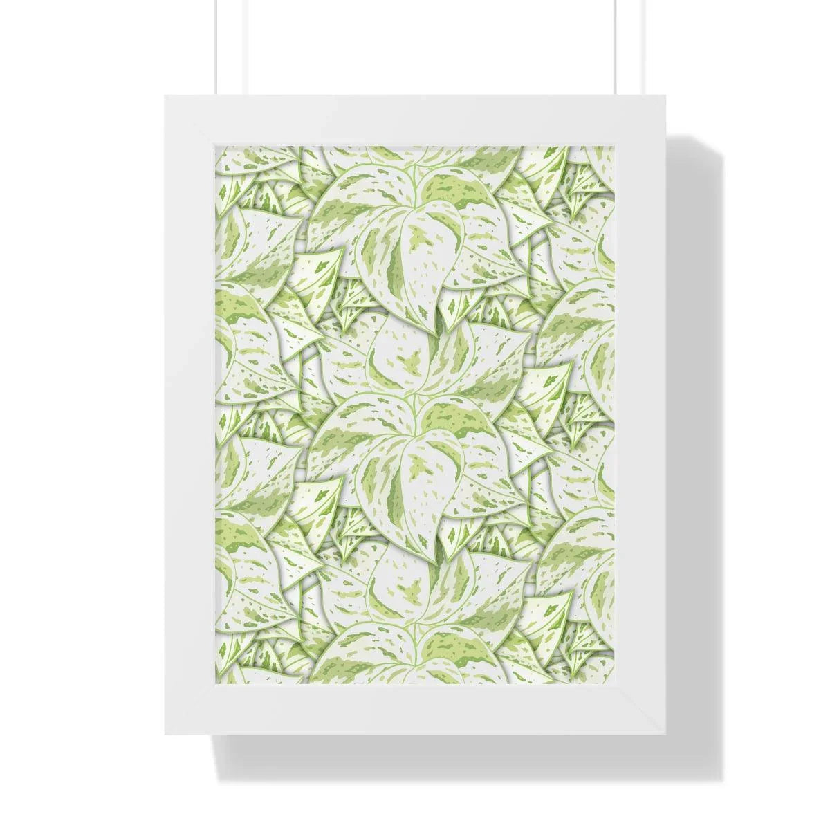 Snow Queen Pothos Pattern Framed Print – Botanical Wall Art