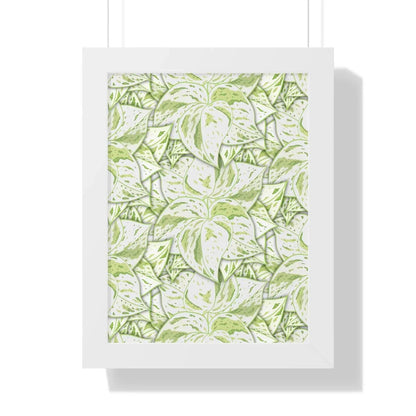 Snow Queen Pothos Pattern Framed Print – Botanical Wall Art