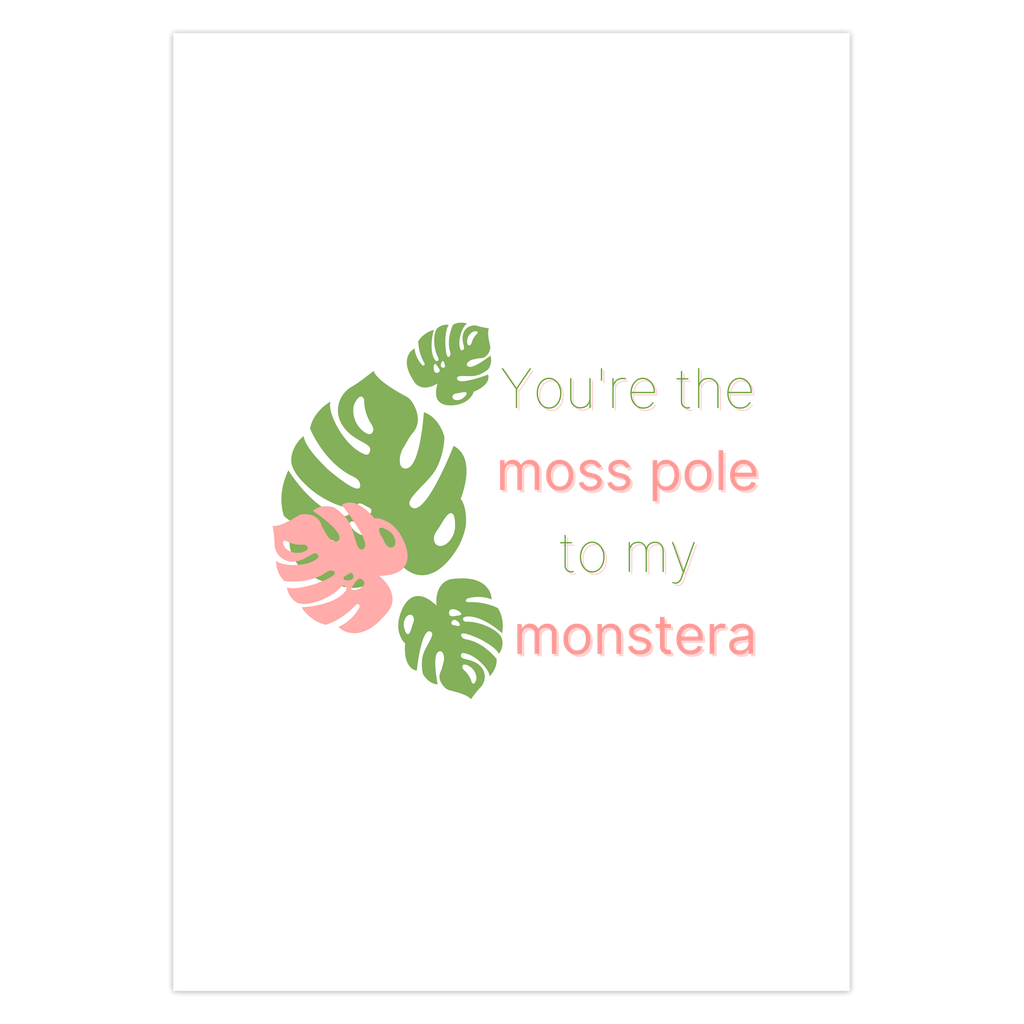 Tropical Monstera Valentine's Day Card – Blank Inside With Envelope