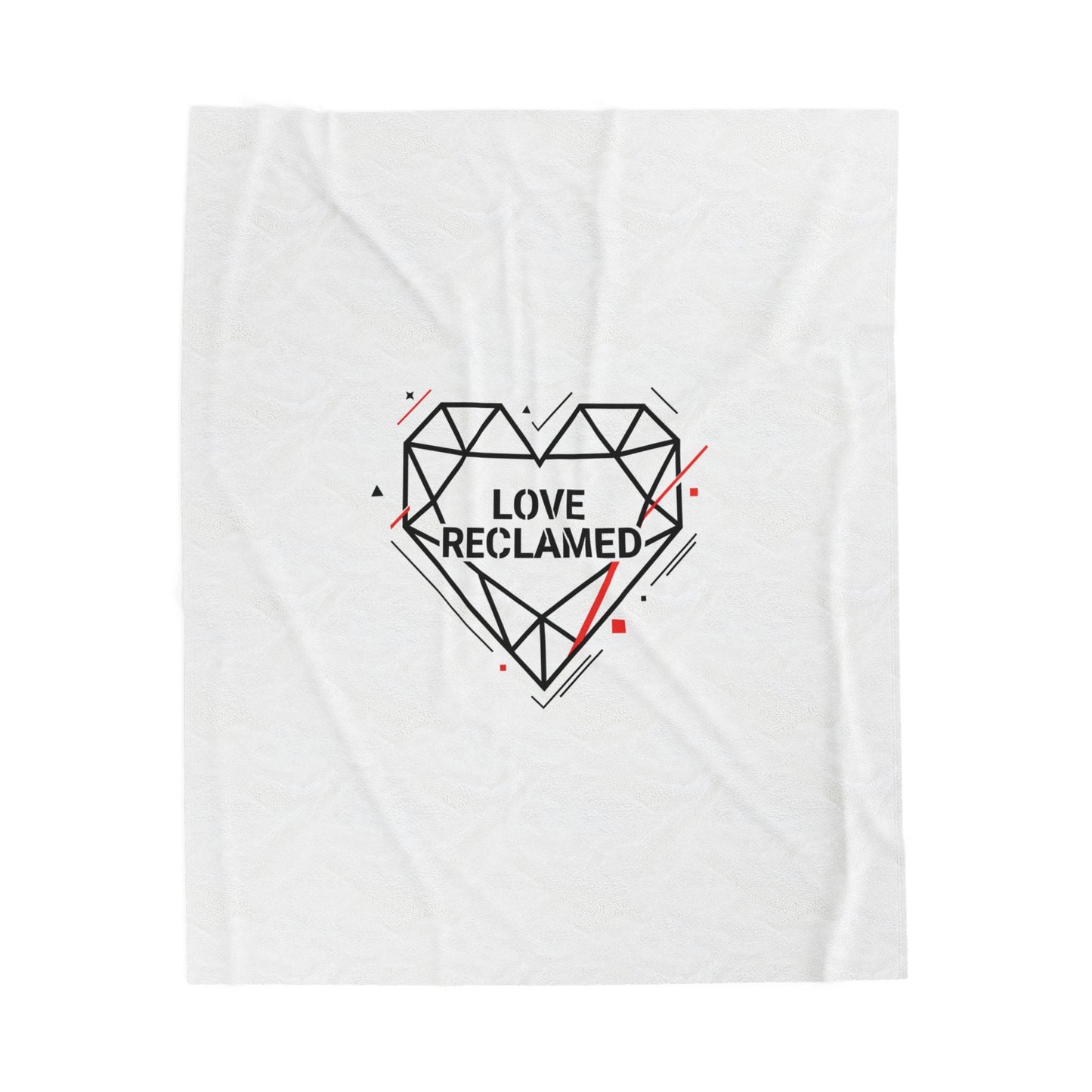 Love Reclaimed Geometric Heart Velveteen Blanket | modern heart, minimalist love icon