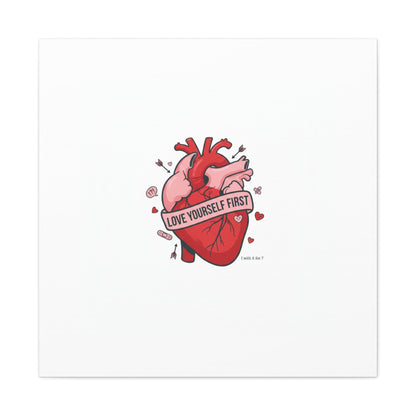 Love Yourself First Canvas, Hearts-with-a-Twist, Anti-Valentine Art