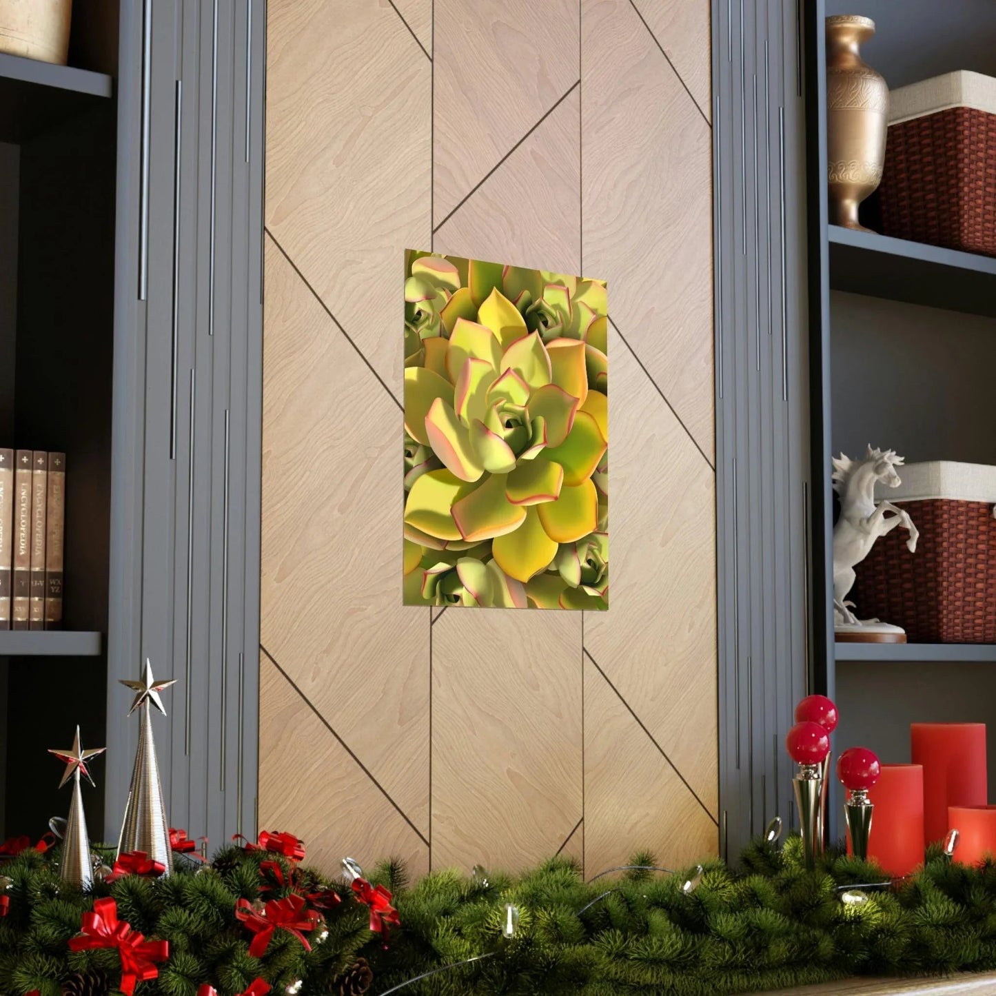 Noble Aeonium Succulent Pattern Botanical Print – Unframed Wall Art