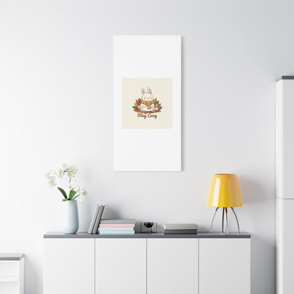 Cozy Bunny Illustration Canvas | Cute Critter Winter Forest Art