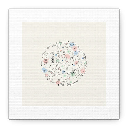 Doodle Circle Line Drawing Matte Canvas, Hand-Drawn Sketch Art