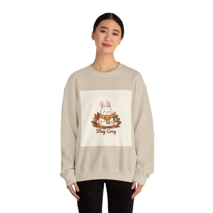 Stay Cozy Bunny sweatshirt | cute animal illustration, winter forest art