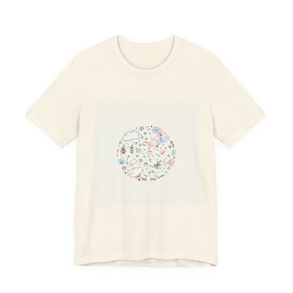 Botanical Doodle Circle Tee | hand drawn line drawing, sketch pattern