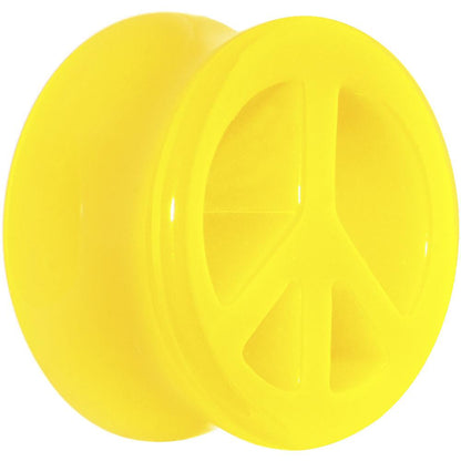 Acrylic Neon Yellow Peace Sign Tunnel Plug 2G to 20mm