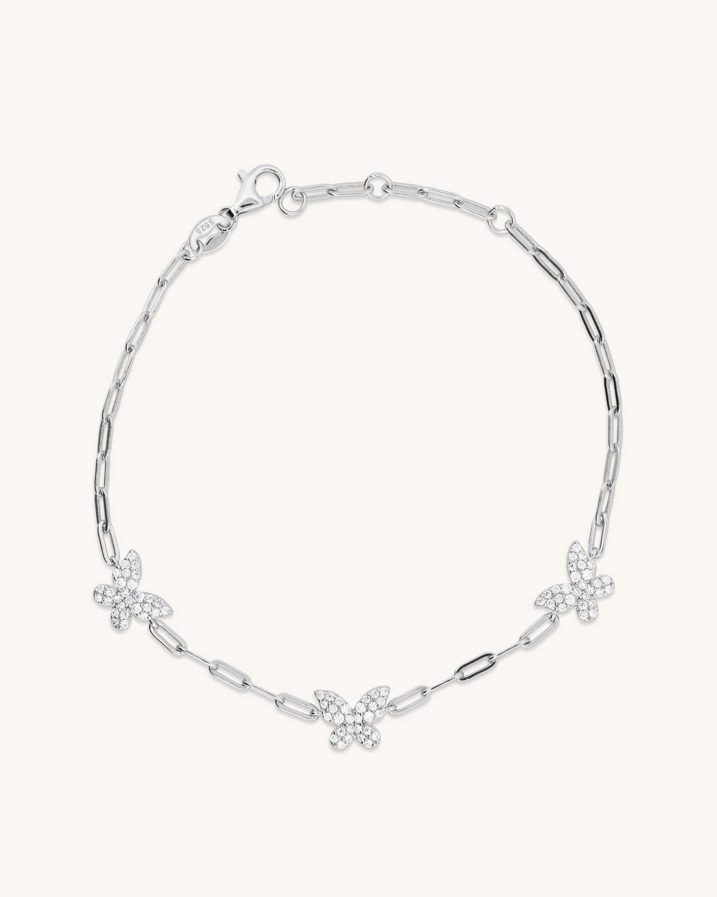 Triple Butterfly Paperclip Bracelet