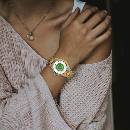 884. Camouflage Wooden Watch - Green&Blue