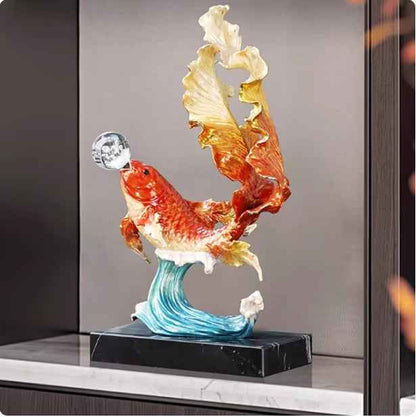 Enamel Koi Fish Leaping The Dragon Gate Ornament In New Chinese Style