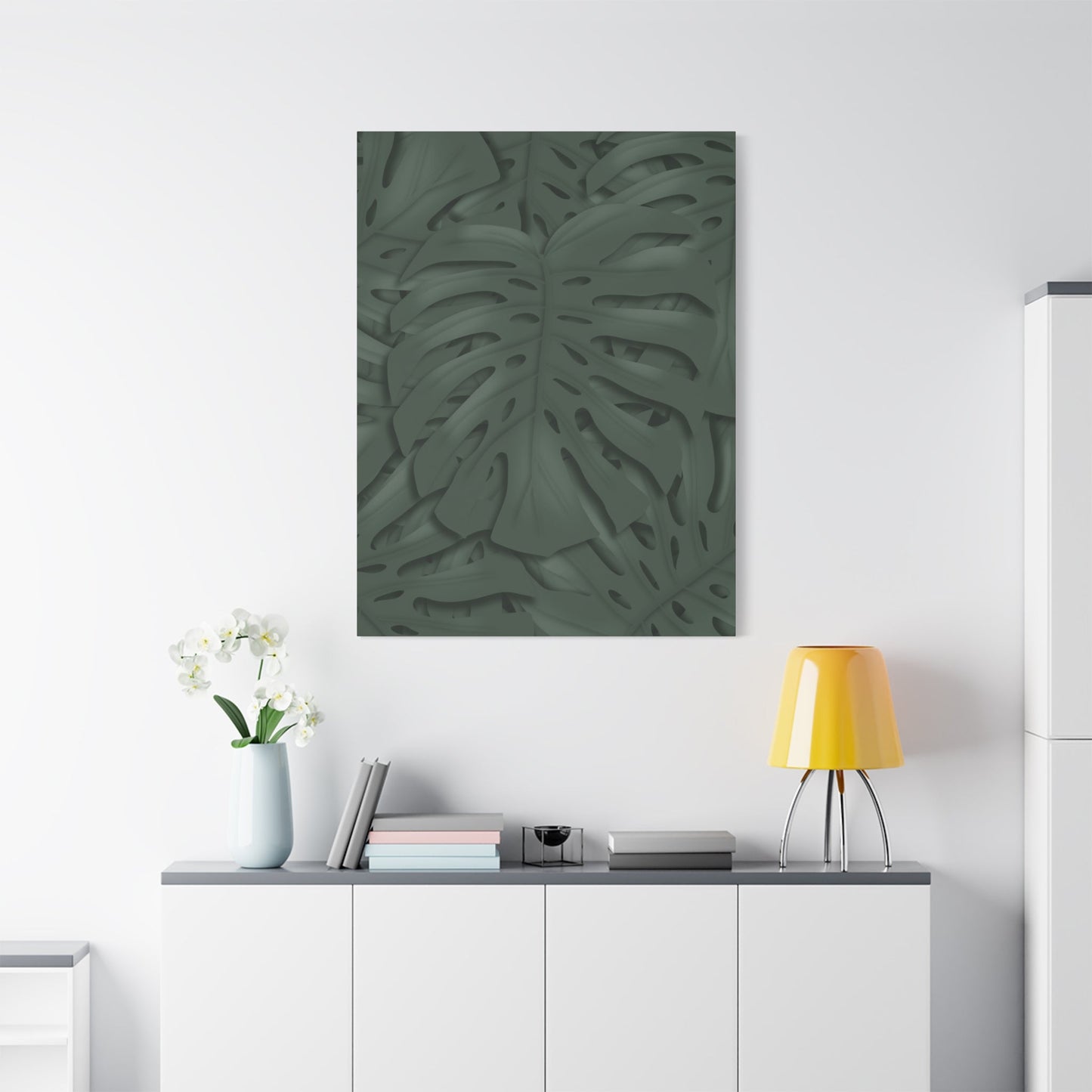 Deep Green Monstera Canvas Print – Botanical Wall Art