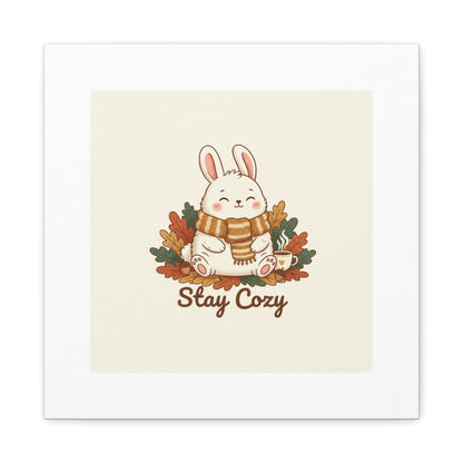 Cozy Bunny Illustration Canvas | Cute Critter Winter Forest Art