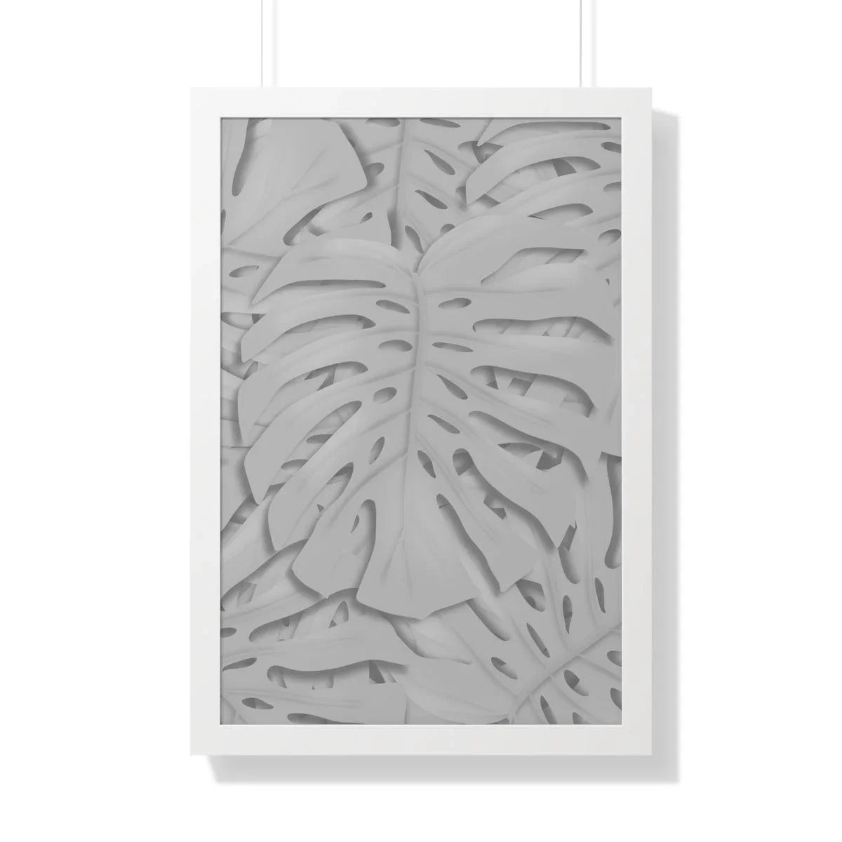 Soft Grey Monstera Framed Print – Botanical Wall Art