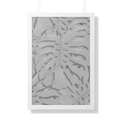 Soft Grey Monstera Framed Print – Botanical Wall Art