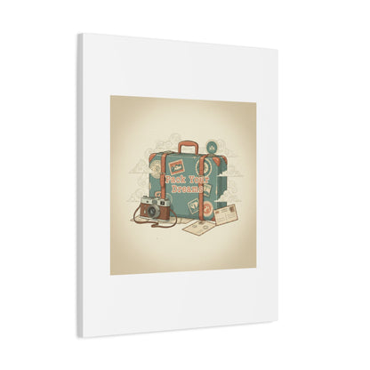 Pack Your Dreams Canvas | Retro Travel Postcard, Wanderlust Passport Stamp Art