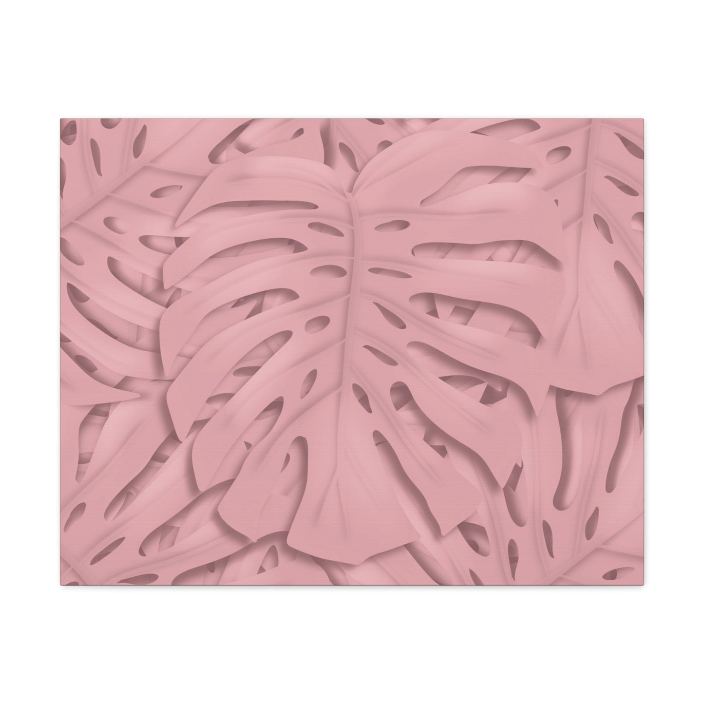 Soft Pink Monstera Canvas Print – Botanical Wall Art