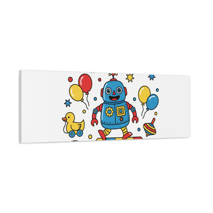 Retro Toy Robot Canvas | Throwback Kid, Primary Color Nostalgia