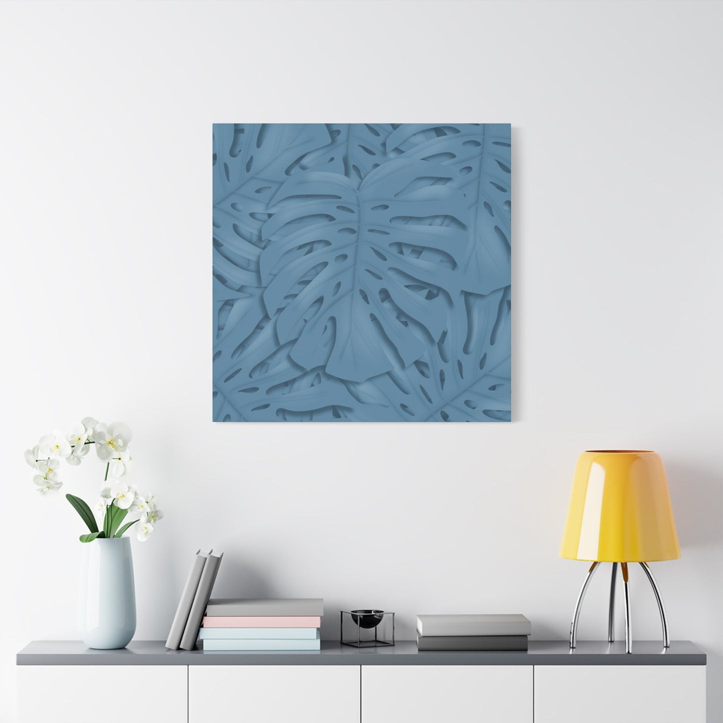 Cerulean Blue Monstera Canvas Print – Botanical Wall Art