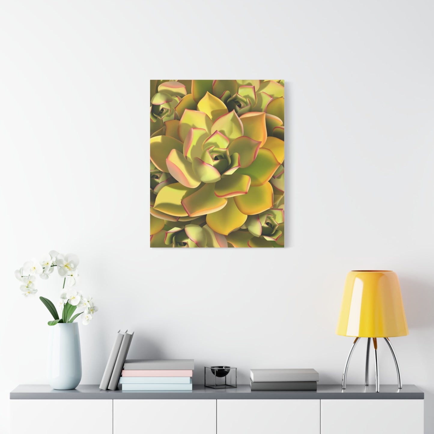 Noble Aeonium Succulent Pattern Canvas Print – Botanical Wall Art