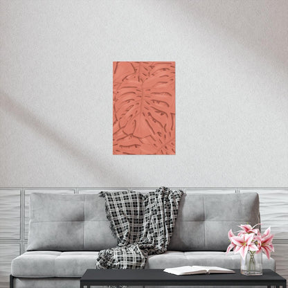 Coral Monstera Botanical Print – Unframed Wall Art