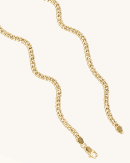 14K Gold 3.65mm Light Gourmette Cuban Chain