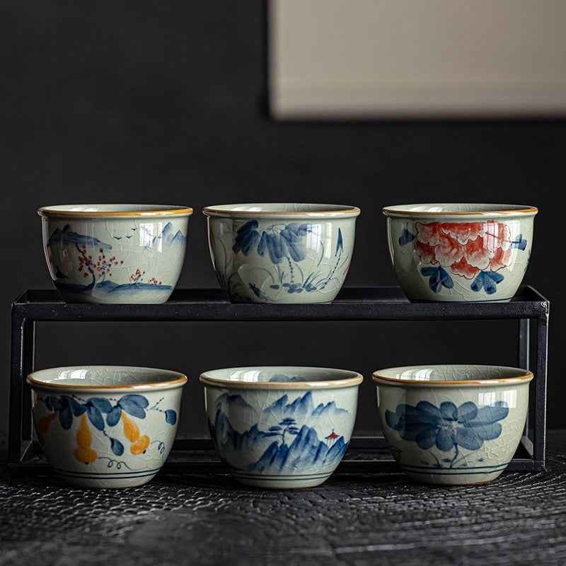 Blue And White Old Clay Hand Painted Master Cup Antique Ceramics Tea Cup