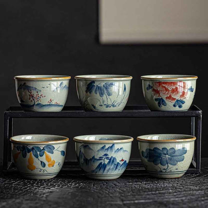 Blue And White Old Clay Hand Painted Master Cup Antique Ceramics Tea Cup