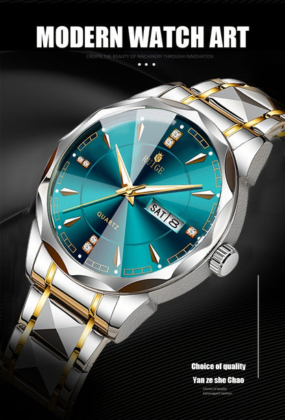 RUIGE Men's Watch Quartz Watch Luminous Stainless Steel Luxury Calendar Men's Chronograph Watch Timepiece Thanksgiving Day