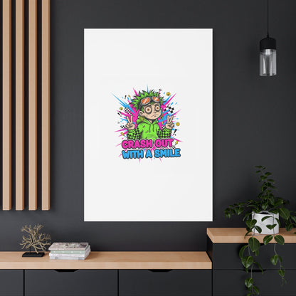 Crash Out With a Smile Canvas Print | Neon Skate Graffiti, Meme Meltdown Art