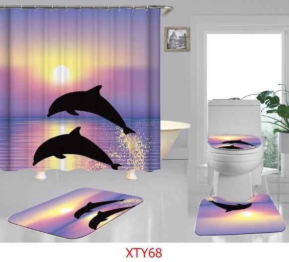 Ocean digital printing shower curtain