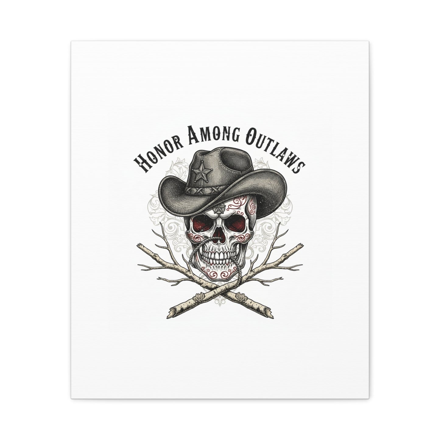 Honor Among Outlaws Canvas | Western Skull Art, Gothic Americana Desert Noir