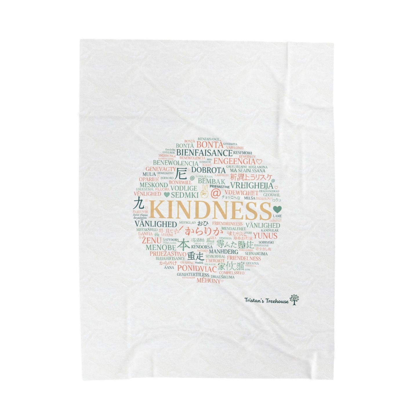 Kindness Word Cloud Blanket | Fresh-Start Minimalism, Neutral Throw