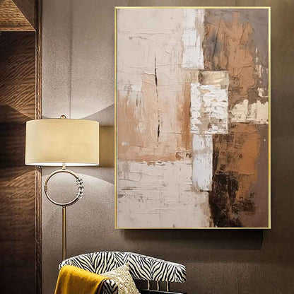 Large Abstract Handmade Painting Brown Textured Wall Art Minimalist Wabi-sabi Modern Home Living Room Decor